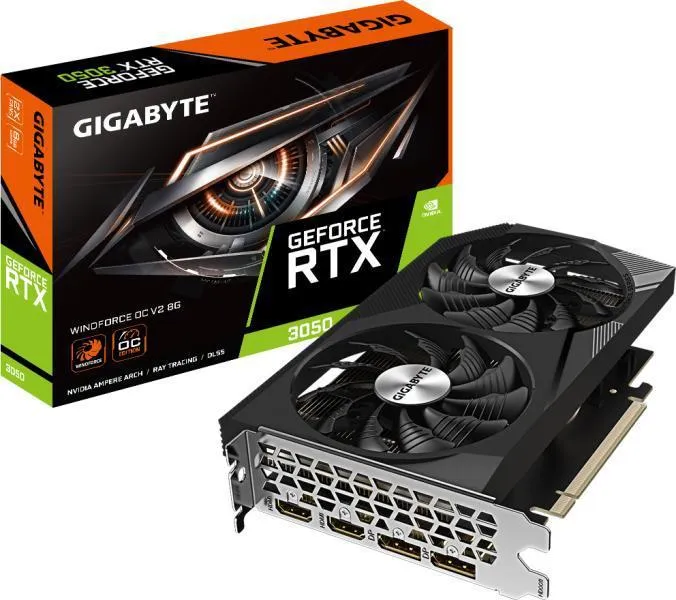 Placă video Gigabyte GeForce RTX 3050 WindForce OC 8GB V2 pentru gaming și design
