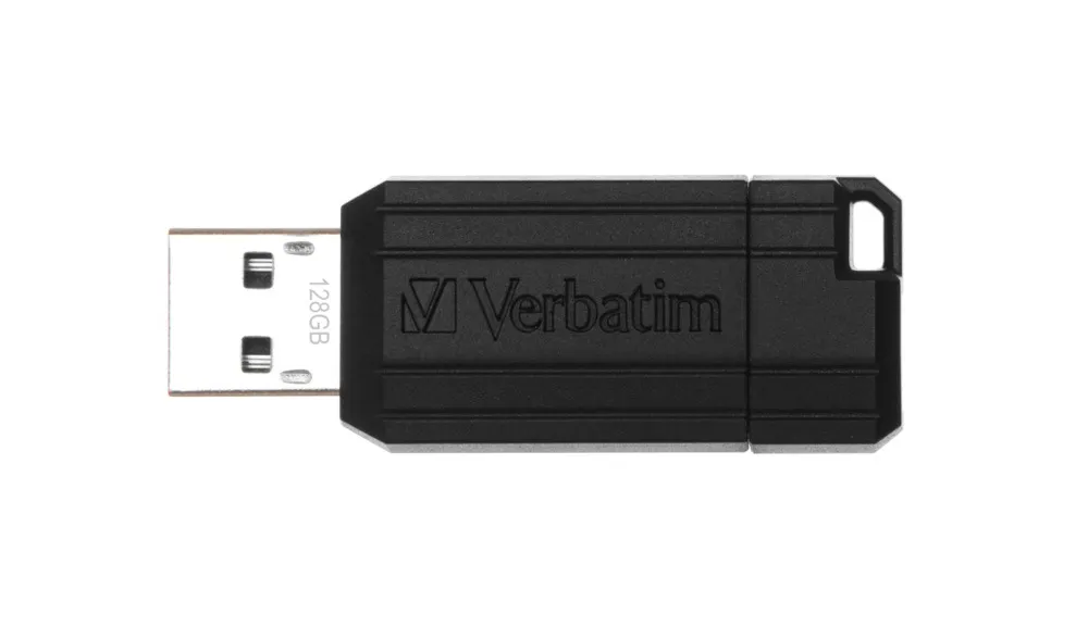 Stick USB Verbatim Pinstripe 128GB negru cu design compact