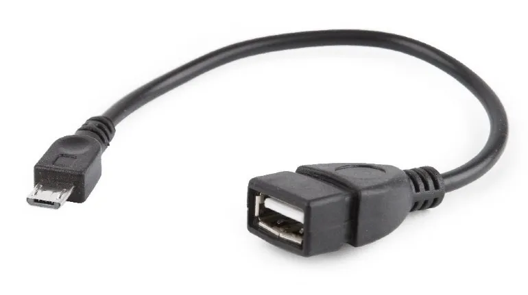 Cablu adaptor OTG Gembird negru Micro-USB la USB, 15 cm