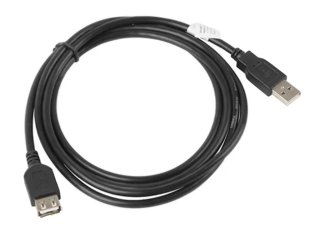 Cablu USB-A M/F 2.0 1,8 m negru Lanberg