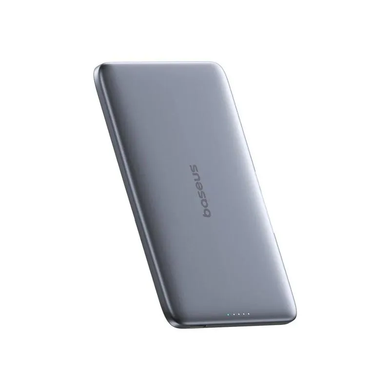 Baterie externă Baseus PicoGo gri cu prindere magnetică și cablu USB-C integrat