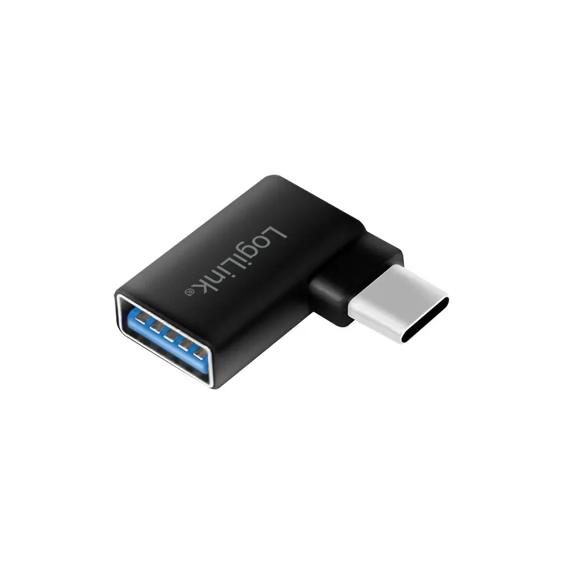 Adaptor USB-C la USB 2.0 Logilink cu unghi 90 grade, negru