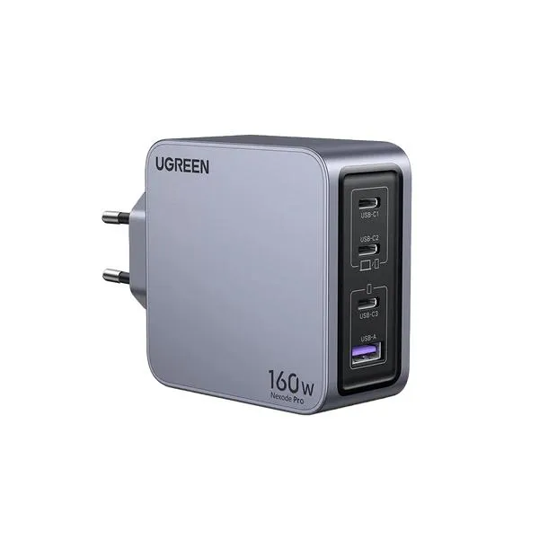 Încărcător Ugreen Nexode X763 160W GaN cu 4 porturi USB-C și USB-A gri