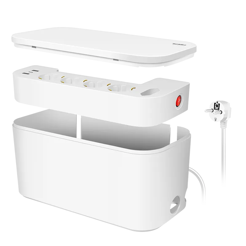 Prelungitor Logilink alb cu 5 prized Schuko și 3 porturi USB