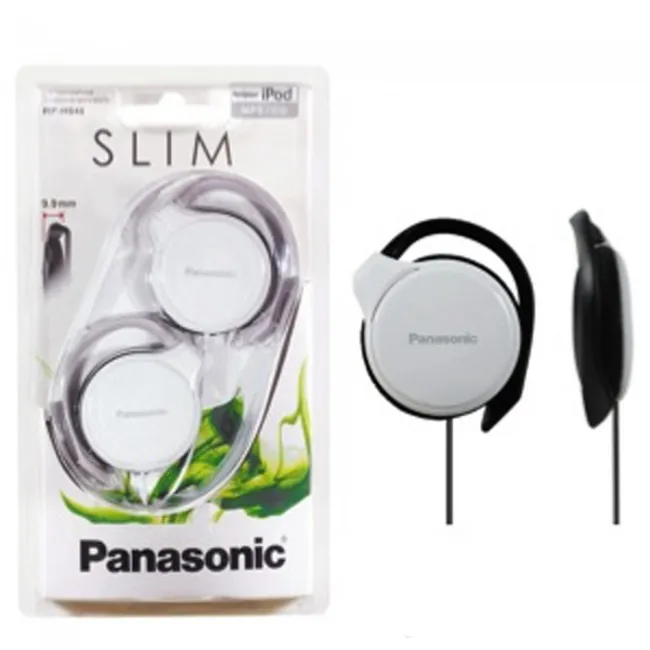 Căști Panasonic albe cu fir și clip de fixare pentru smartphone