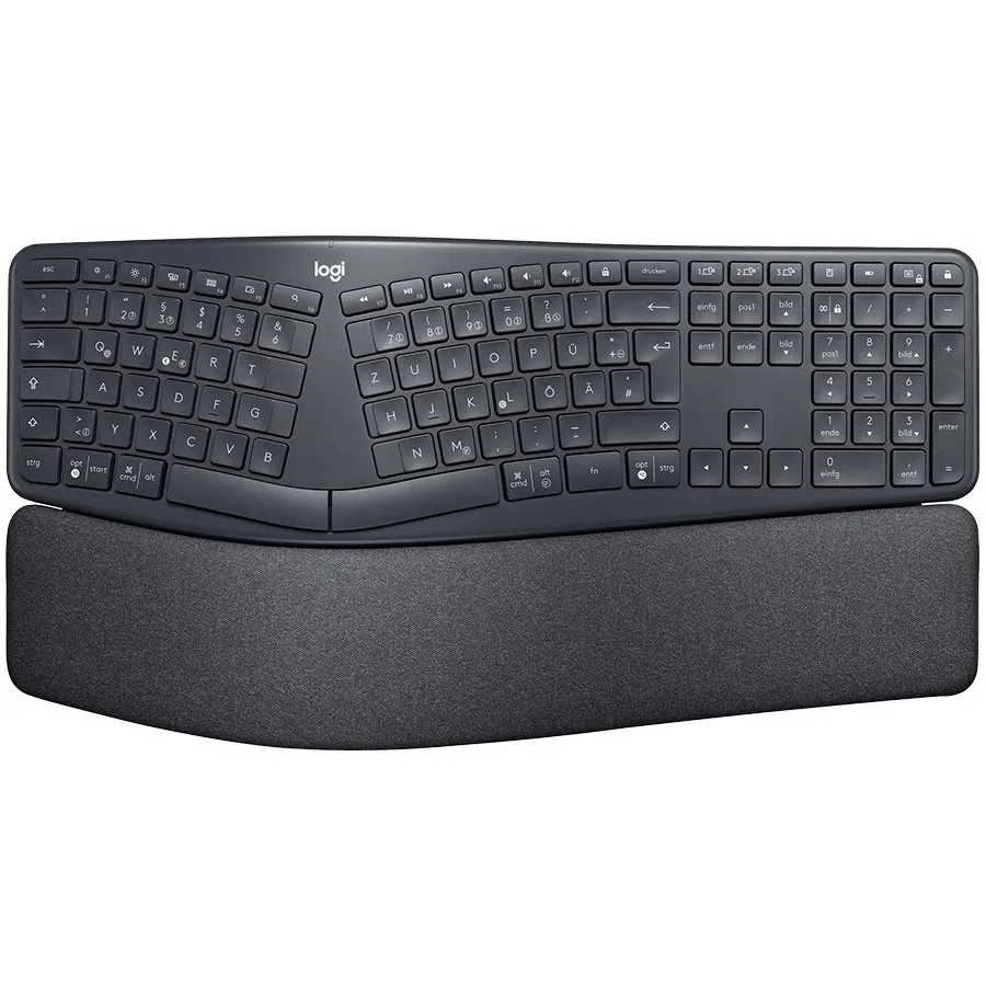 Tastatura Logitech Ergo K860 cu design ergonomic și suport palme