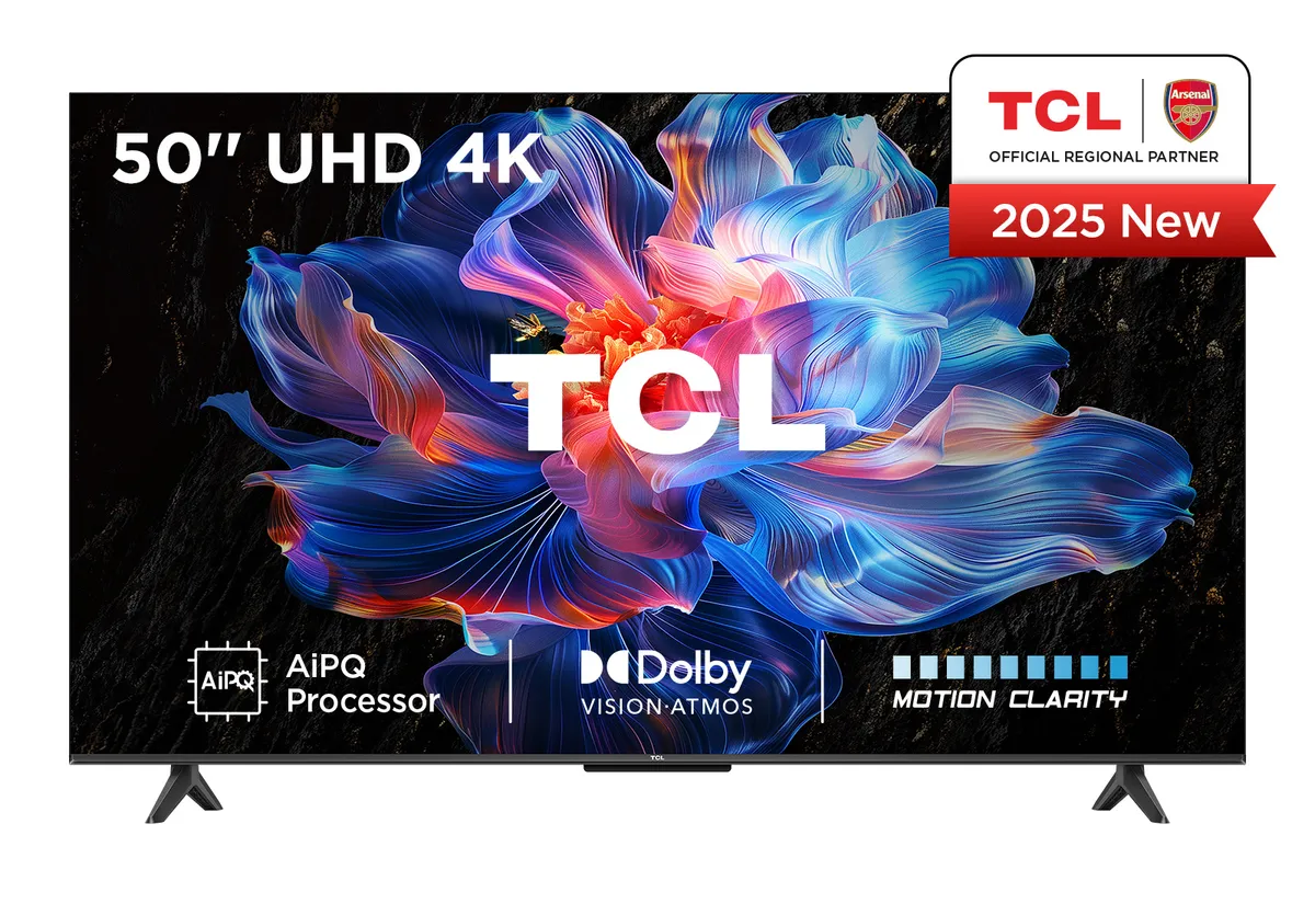 Televizor LED 4K TCL 50V6C cu diagonală de 50 inchi și design modern