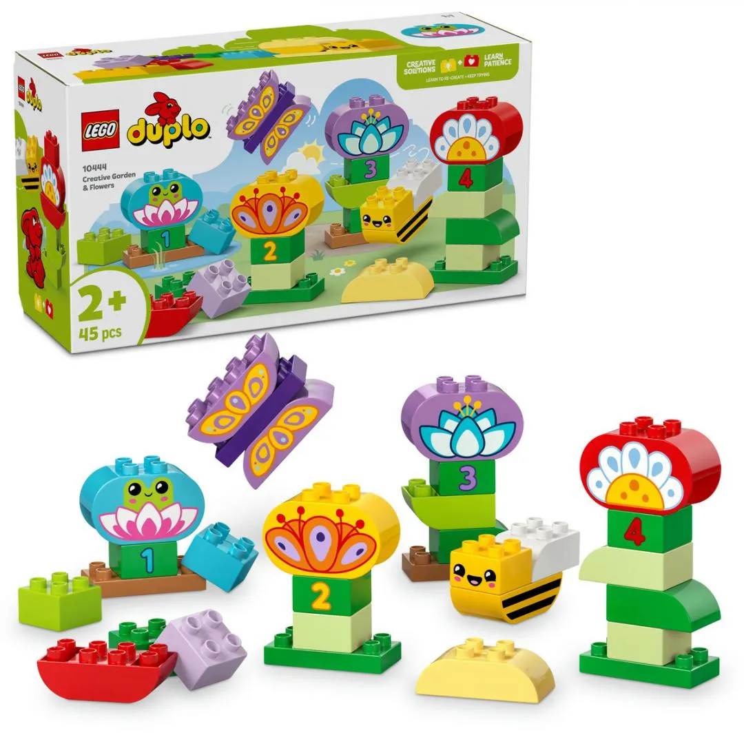 Set LEGO Grădină și Flori Creative 10444 cu piese colorate de construcție
