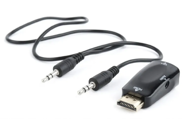 Adaptor Gembird HDMI la VGA cu cablul audio jack 3.5mm negru