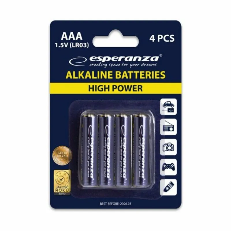 Baterii AAA alcaline Esperanza 4 buc pachet blister