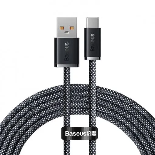 Cablu USB-C Baseus cu textil gri, 2 metri, 100W