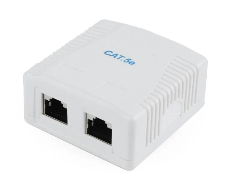 Priză RJ45 Cat5e Gembird albă cu 2 conectori pentru rețele FTP