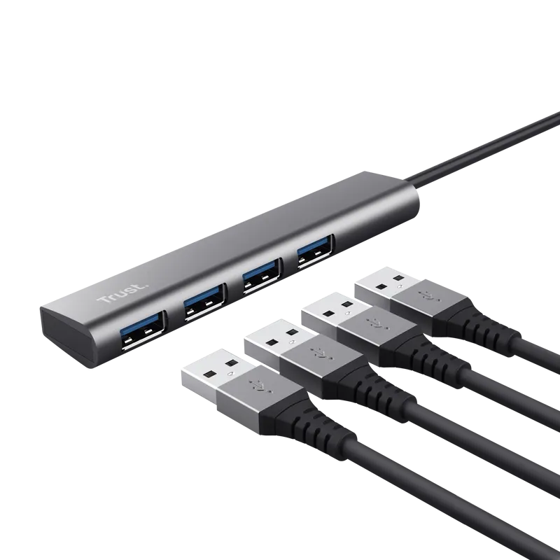 Hub USB Trust Halyx negru cu 4 porturi USB 3.2