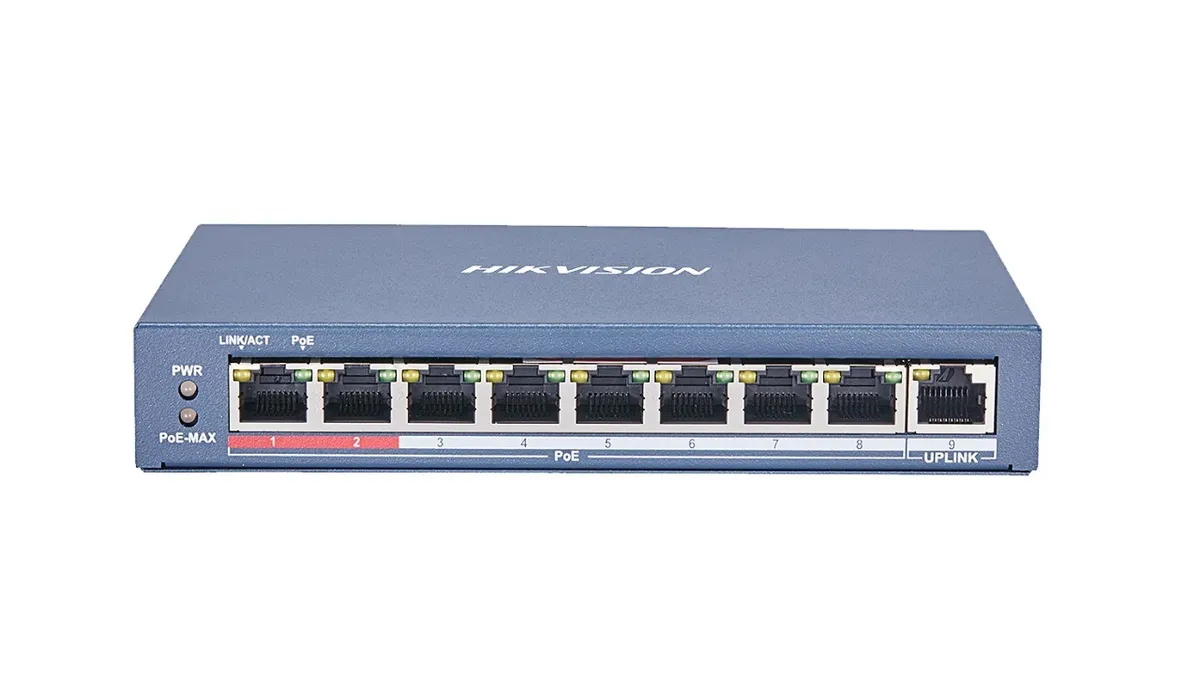 Switch PoE Hikvision DS-3E0109P-E(C) 8 porturi, carcasă metalică
