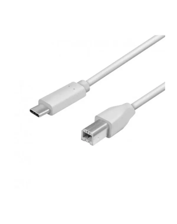 Cablu USB Logilink 2m Type-C la Type-B pentru imprimantă, conectori auriti gri
