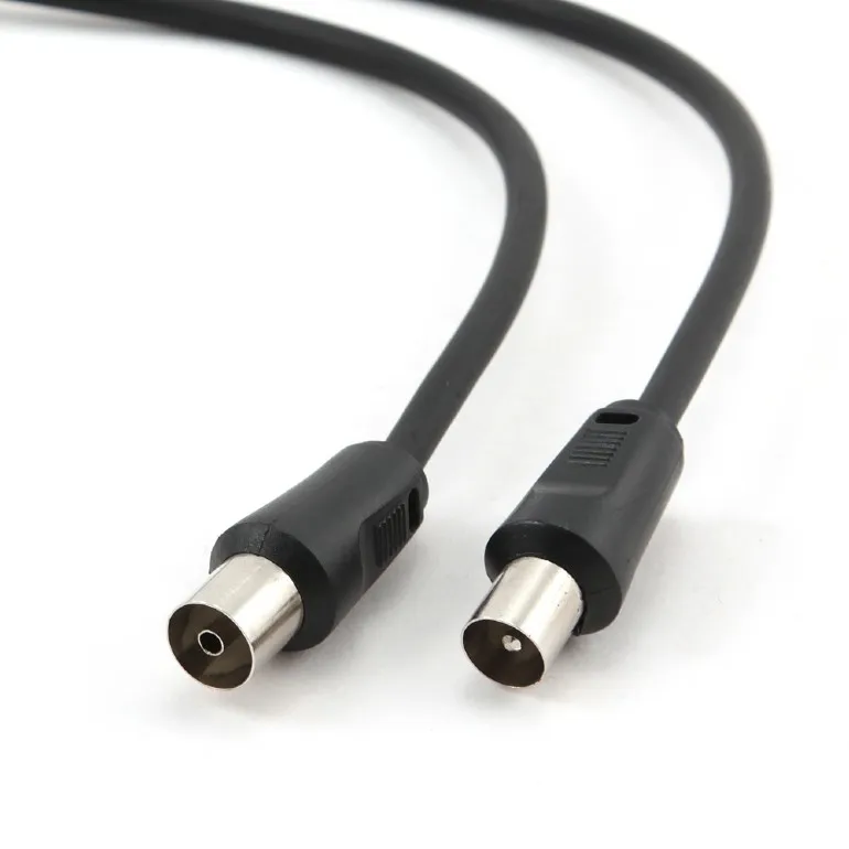Cablu coaxial Gembird RG59 1.8m negru cu conectori tată-mamă