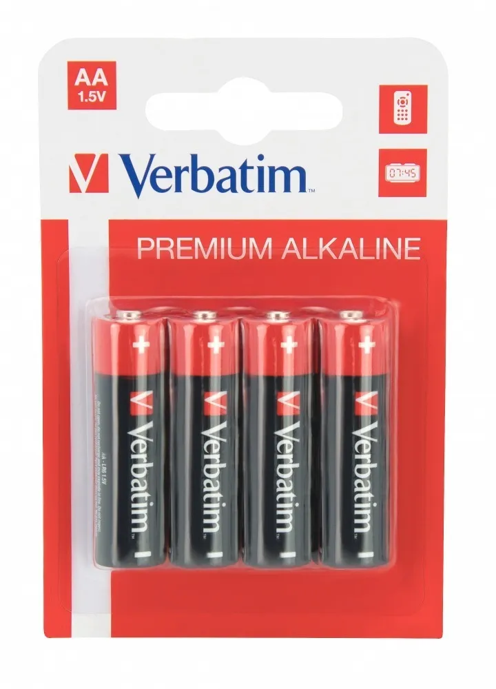 Baterii alcaline AA Verbatim 1.5V, set de 4 bucăți pentru dispozitive portabile