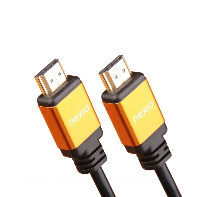 Cablu HDMI 2.1 negru cu carcasă metalică și contacte aurite, 2 metri