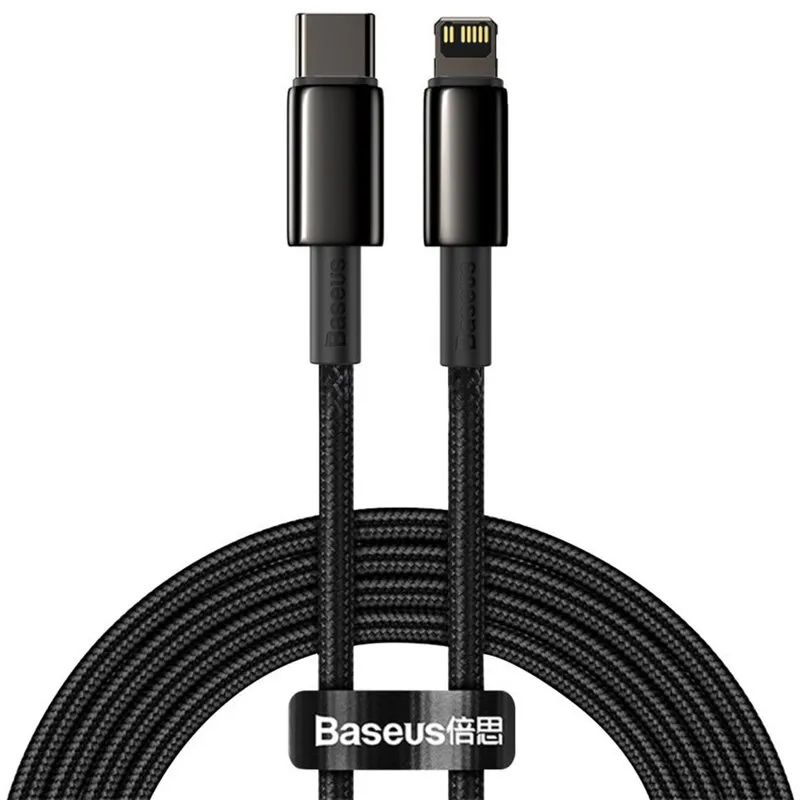 Cablu USB-C Lightning Baseus Tungsten Gold negru 1m
