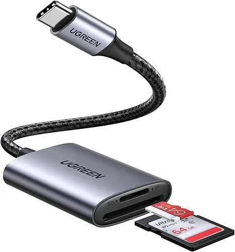 CARD READER extern Ugreen, "CM401" interfata USB Type-C 3.1, citeste/scrie: SD, microSD viteza pana la 480Mbps, suporta carduri maxim 2 TB, metalic, gri "80888" (timbru verde 0.03 lei) - 6957303888887