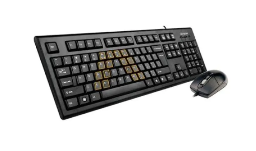 Kit tastatură și mouse A4Tech cu fir, 104 taste negru