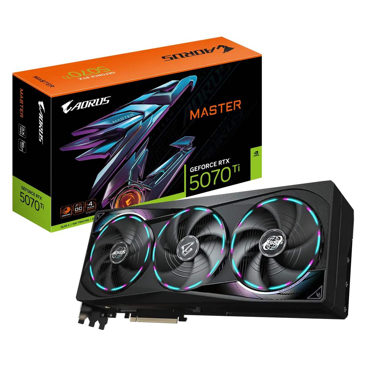 Placă video Gigabyte RTX 5070 Ti Master 16GB GDDR7 cu sistem de răcire Aorus