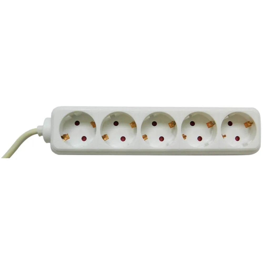 Prelungitor Bachmann alb cu 5 prize Schuko și cablu 1,5 metri