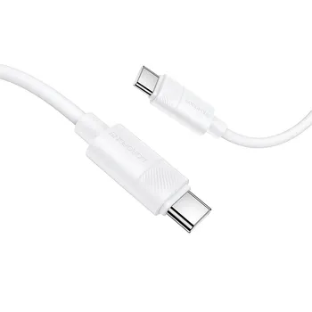CABLU alimentare si date Borofone "BX123", Charging Data Cable pt. smartphone, USB Type-C la USB Type-C, 60W, 1m, alb "6941991124242" (timbru verde 0.18 lei)