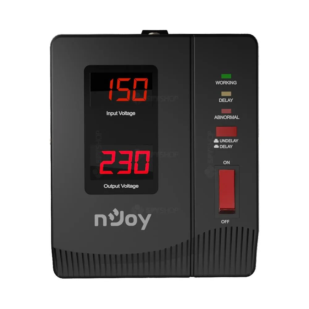 Stabilizator de tensiune nJoy Alvis 1000 VA format tower cu display digital