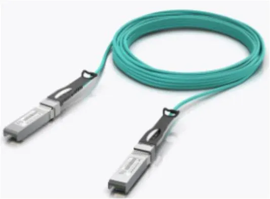 Cablu fibră optică SFP+ Ubiquiti 10 metri culoare Aqua pentru rețele gigabit