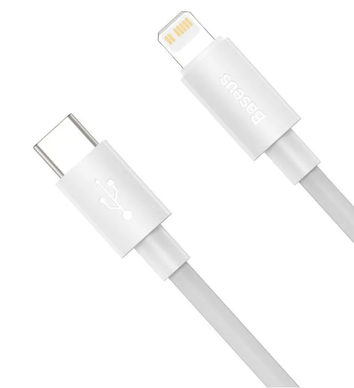 Cablu USB-C Lightning Baseus alb 20W, set 2 bucăți 1.5m