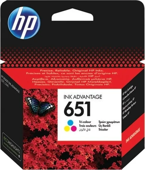 Cartus cerneală original HP 651 color pentru imprimante DJ și OJ