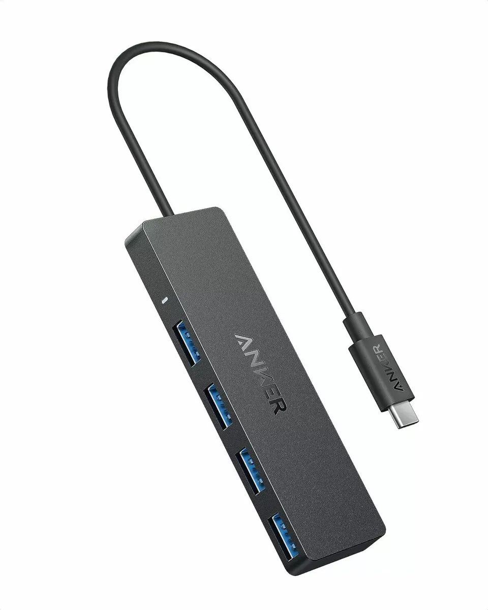 Hub USB Anker 4 porturi USB 3.0 negru cu conexiune USB-C
