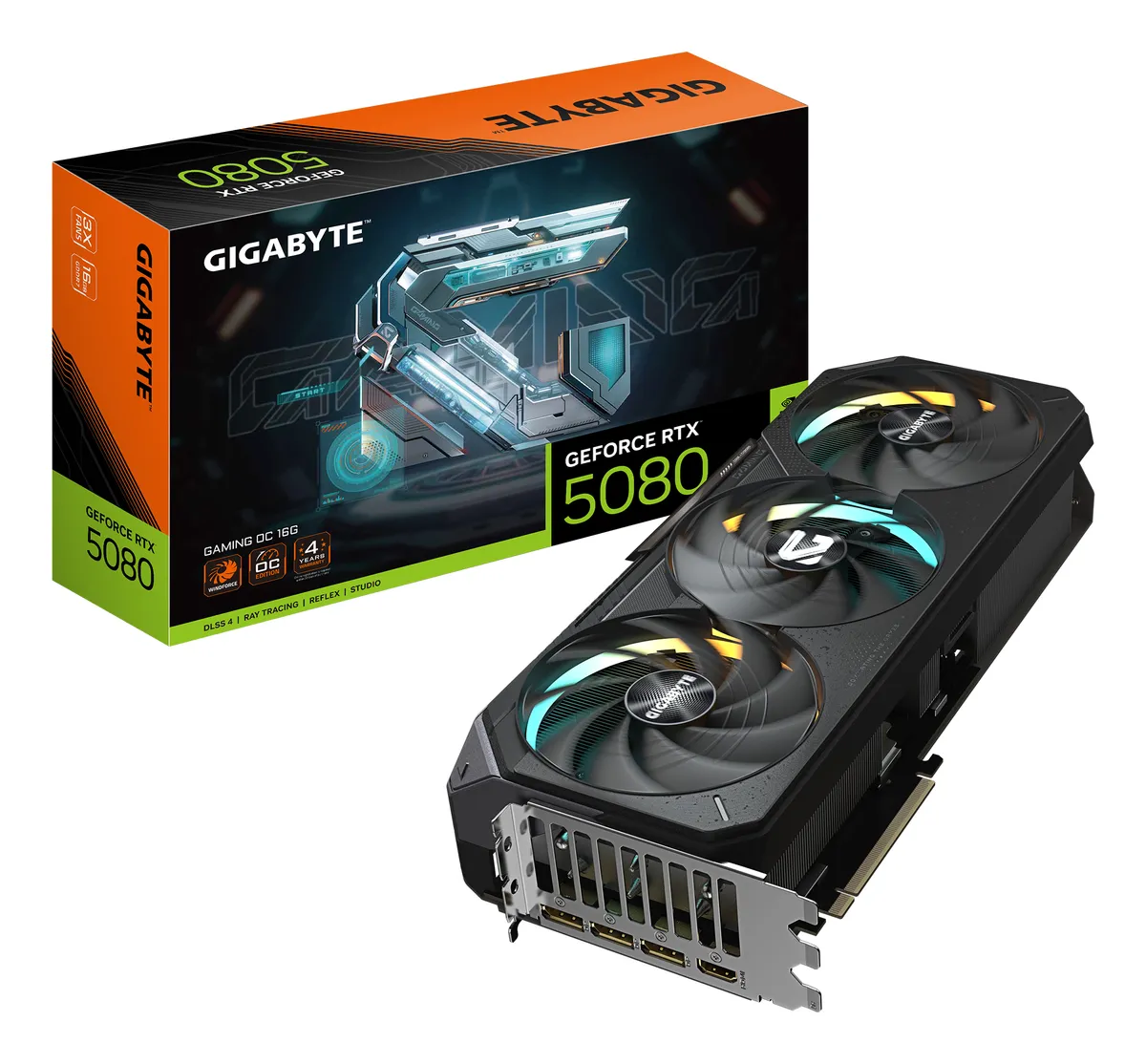 Placa video Gigabyte RTX 5080 Gaming OC 16GB cu sistem de răcire