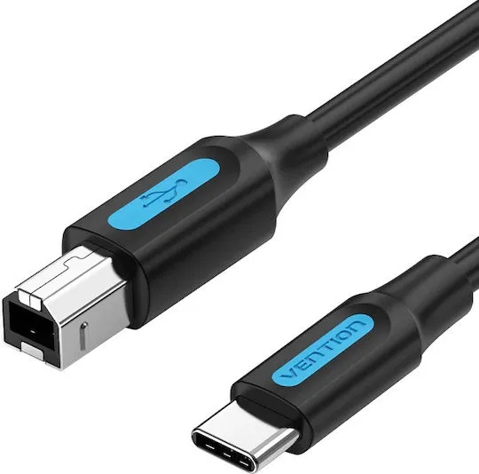 Cablu USB Vention 2m negru USB-C la USB-B pentru imprimantă