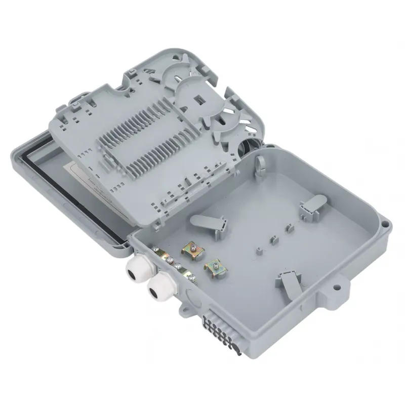 Cutie de distribuție fibră optică FTTH 12 porturi IP65 Emtex cu casetă sudură