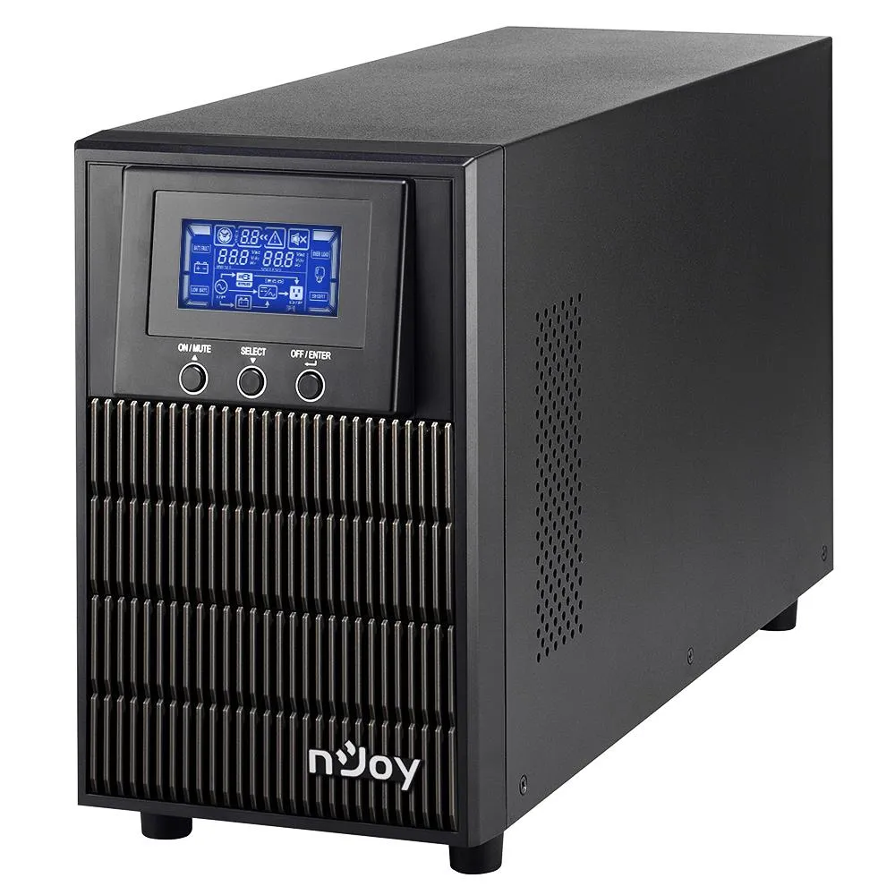UPS Njoy Aten Pro 2000VA tower negru cu display LCD și 3 porturi Schuko