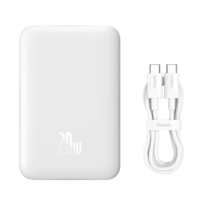 Baterie externă Baseus Magnetic Mini alba 10000mAh cu încărcare wireless