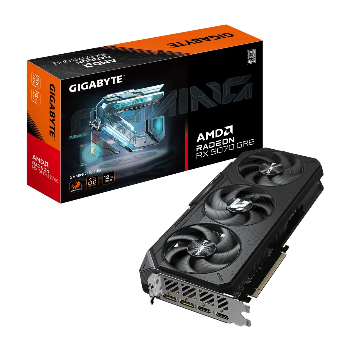 Placa video Gigabyte GeForce RX 9070 12GB negru cu ventilatori Gaming