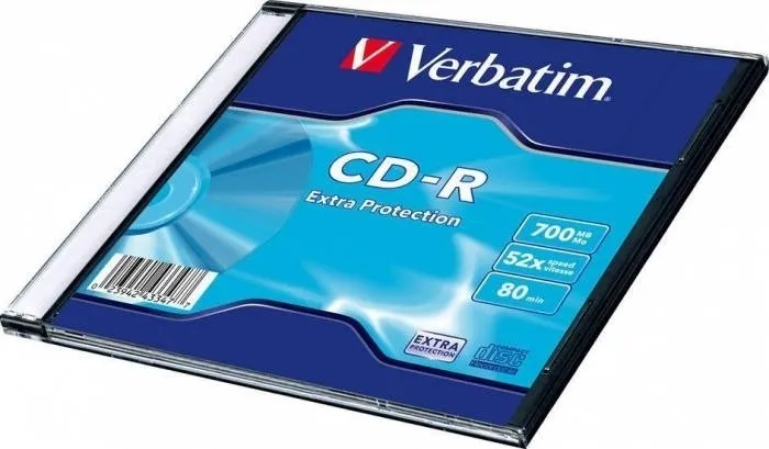 CD-R Verbatim 700MB gol cu carcasă slim pentru copiere muzică