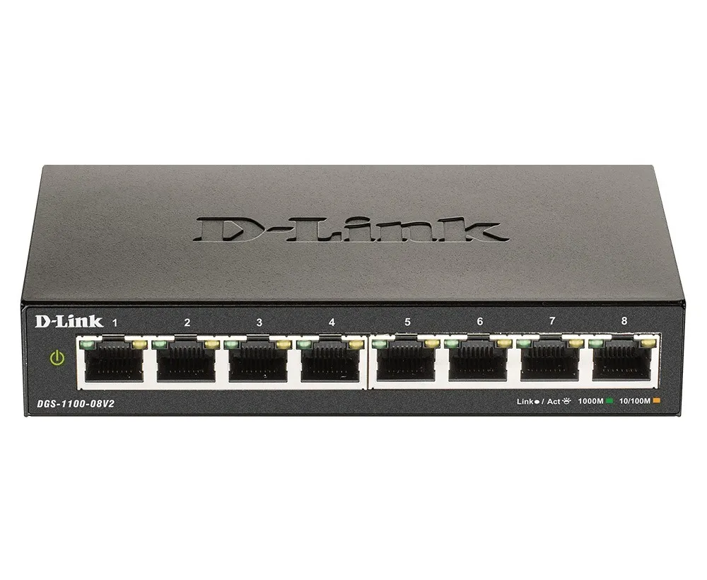 Switch D-Link 8 porturi Gigabit cu carcasă metalică DGS-1100-08V2