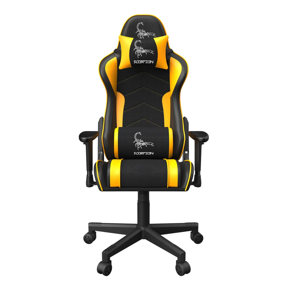 Scaun gaming Gembird GC-SCORPION-05X ergonomic negru și galben cu pernă lombară