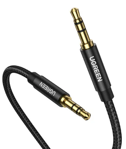 Cablu audio stereo Ugreen 3.5 mm cu conectori auriti și înveliș braided negru