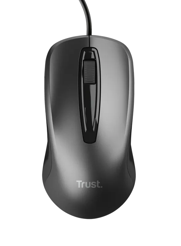 Mouse cu fir optic Trust negru, senzor precis pentru birou