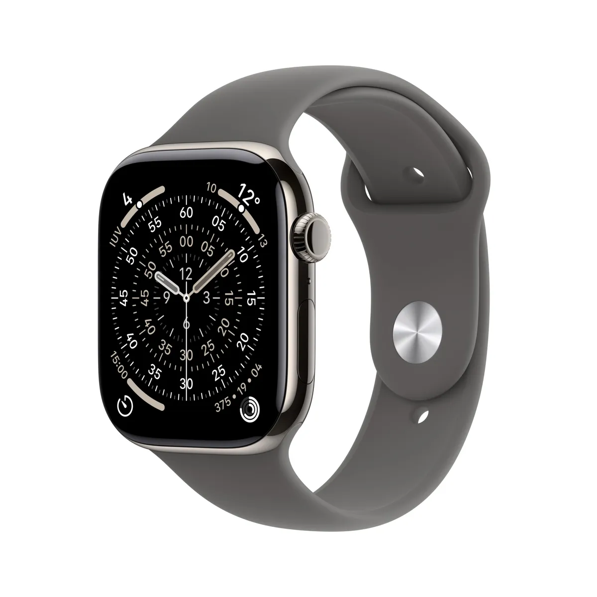 Apple Watch Series 11 46mm titanium natural cu bandă stone grey