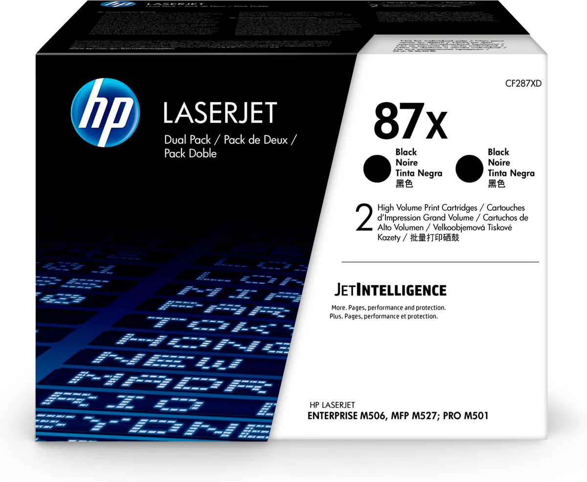Cartus toner HP 87X negru original, pachet de 2 bucăți