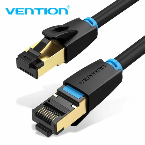 Cablu Patch Cord S/FTP Cat 8 negru 2m cu conectori RJ-45 auriți