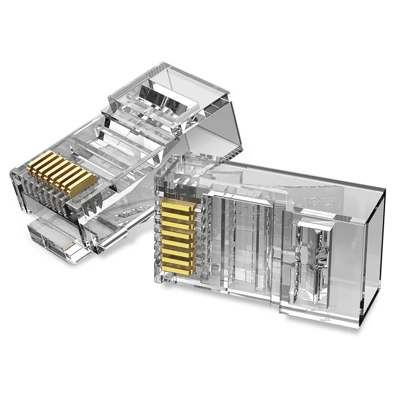 Mufe RJ45 Cat. 6a UTP Vention transparent cu conectori auriți, pachet 100 buc