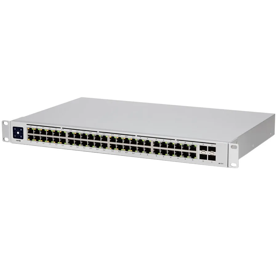 Switch PoE Ubiquiti USW-48-POE cu 48 porturi Gigabit și 4 SFP, managed, rackabil