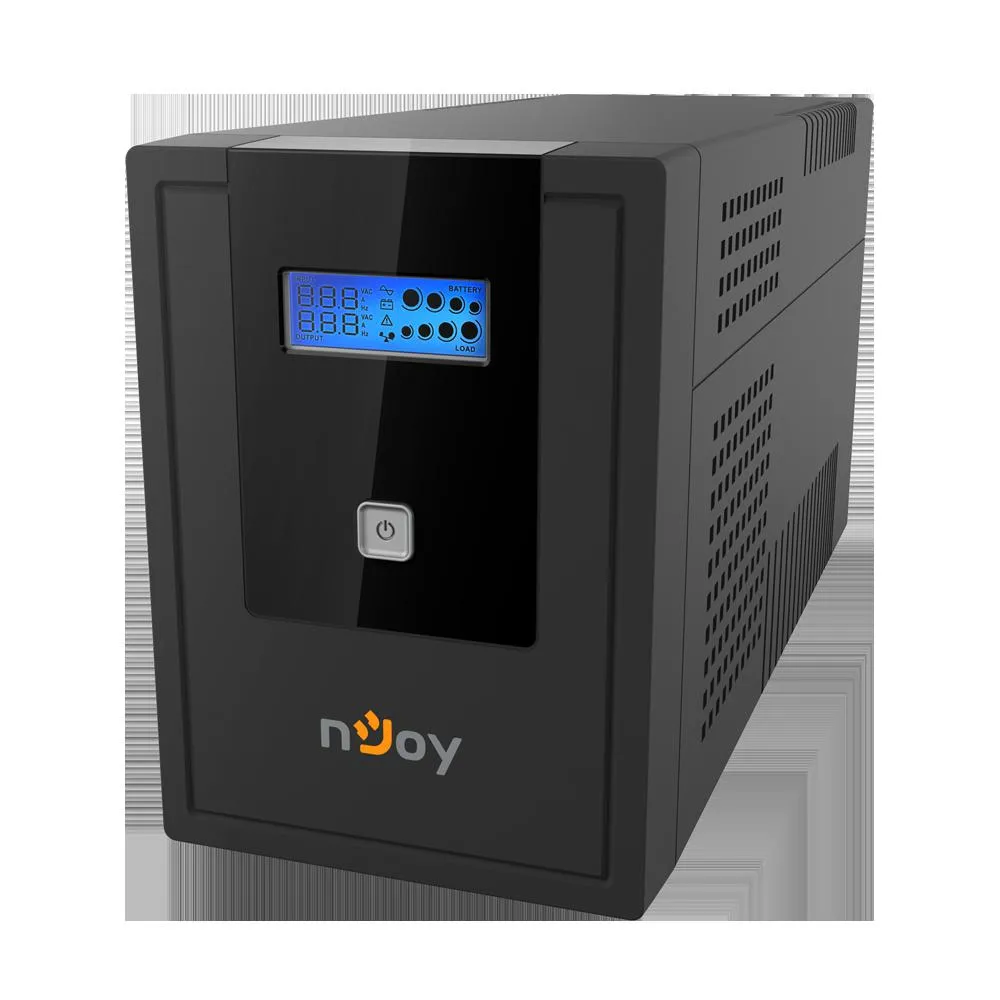 UPS NJOY Cadu 2000 negru mini tower cu display LCD și 4 prize Schuko